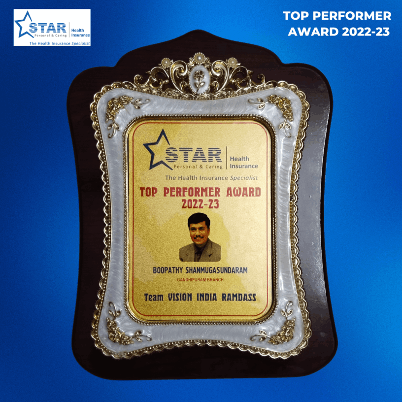 Top Performer 2022-23 award from Star Health